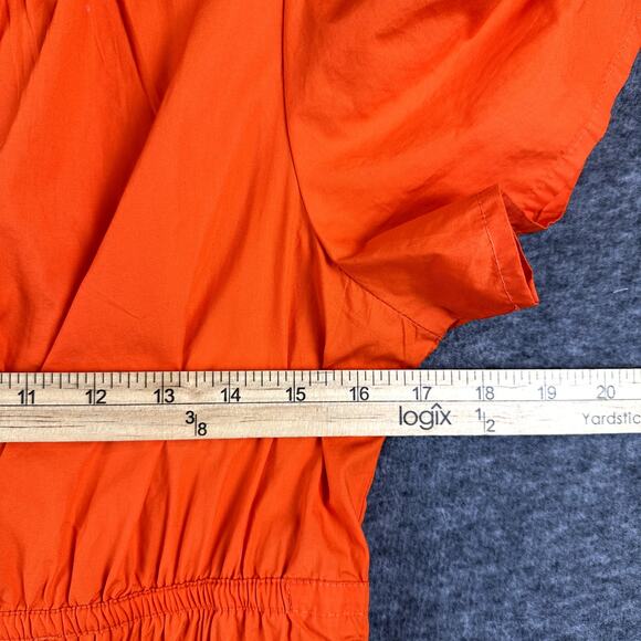 NWT Quince Maxi Dress Medium Vermillion Red 100% Organic Cotton Poplin Tiered - Picture 11 of 11